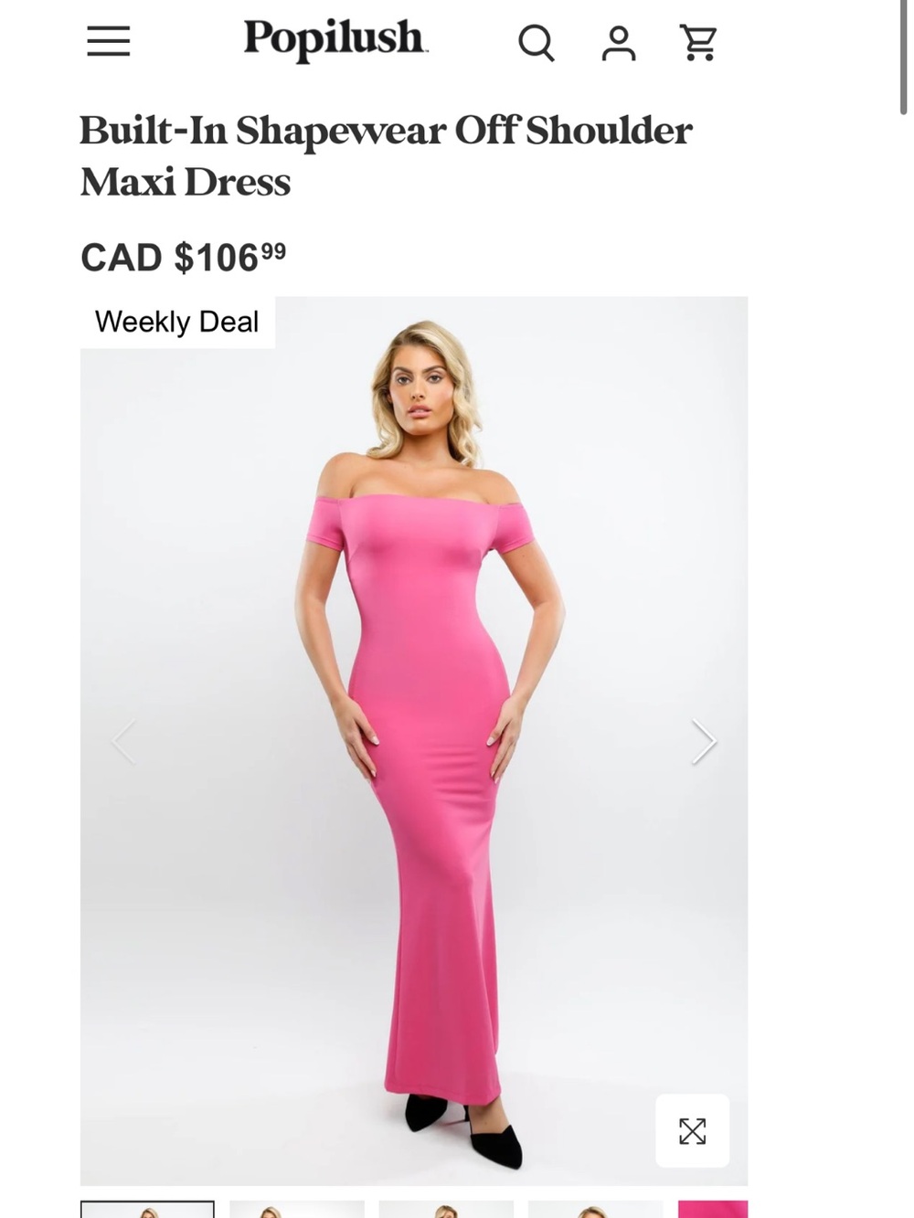 Off-Shoulder Pink Maxi Dress with Built-In Shapewear